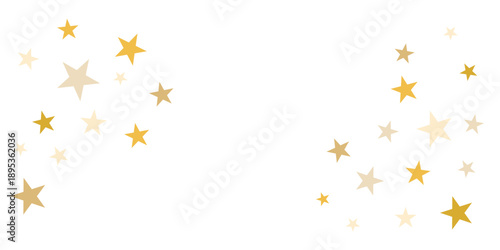 sparkling gold stars background, golden sparkles confetti falling. christmas lights magic shining Flying stars glitter cosmic backdrop, vector border.