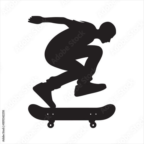skateboard cruising vector silhouette line art logo concept collection
