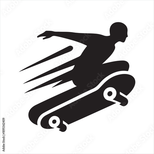 skateboard cruising vector silhouette line art logo concept collection
