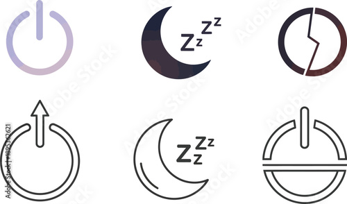 Sleep and wake symbols isolated on transparent background