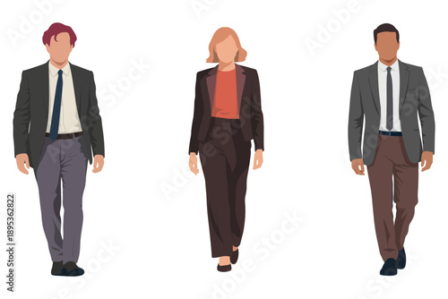 group of walking business people flat vector