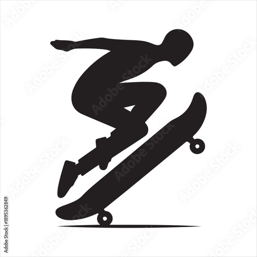 skateboard cruising vector silhouette line art logo concept collection