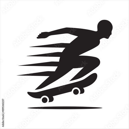 skateboard cruising vector silhouette line art logo concept collection