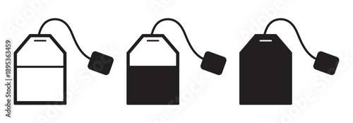 Tea bag icon flat stock illustrations set isolated on transparent background.