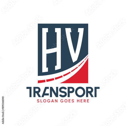Letter HV Transport Logo Design. Modern HV Road Logo for Delivery, Transport Company and Fleet Business