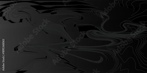 Weather Map Black Background with White Waves. Abstract Vector Seamless Pattern with Contour Lines. Monohrome Geometric Linear Topographic Texture.