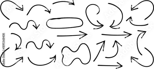 A collection of hand drawn black arrows and looping lines creates a dynamic visual representation of movement and direction high quality professional detailed