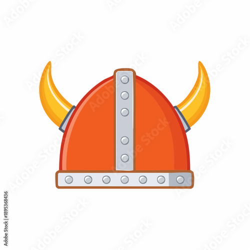 Cartoon Viking Helmet with Horns Orange Headgear Medieval Warrior Costume