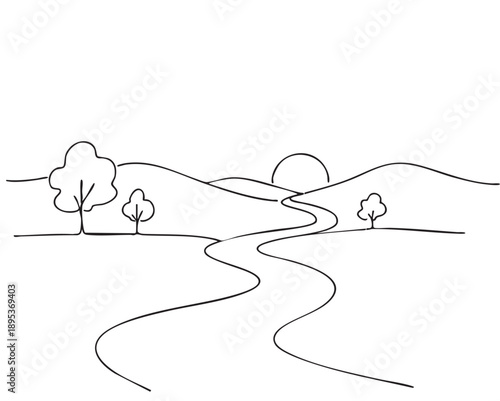 Field graphic black white landscape sketch illustration vector