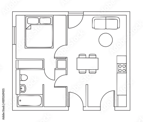 line sketch smart apartment plan