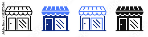 Vector icon or logo of shop or store market related to shopping and commerce, online retail business. Symbol for website or app UI, logo design, illustration
