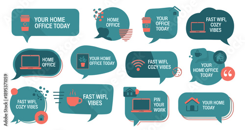 Work From Home Vibes: Cozy and Fast Wifi Speech Bubbles for Social Media Marketing