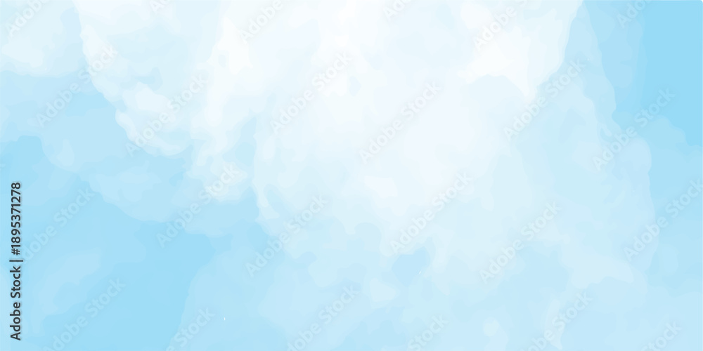 Fototapeta premium Abstract blue watercolor background with light cloud texture and bright summer sky color 