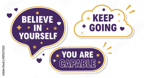 Motivational Stickers: Encouragement and Self-Belief Positive Affirmations Concept