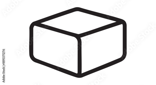 Simple 3D cube illustration viewed from an isometric perspective showcasing geometric shape and structure