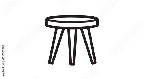 Simple three-legged stool illustration viewed from the front