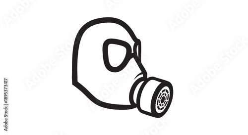 Simple illustration of a gas mask on a person from the side, showcasing protection
