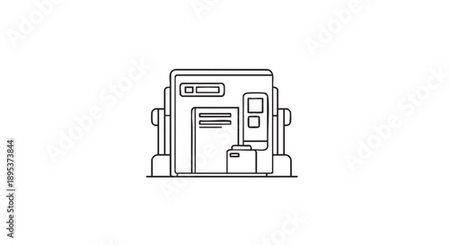 Simple line illustration of a gas pump at a service station viewed from the front