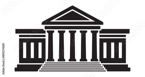 Classical Building Facade with Columns and Pediment.