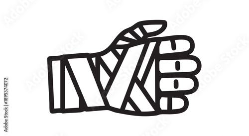 A hand with fingers wrapped in bandages giving a thumbs up gesture illustration