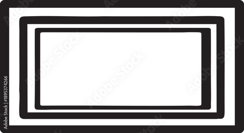 A white rectangular frame with multiple black borders on a plain background viewed from directly above