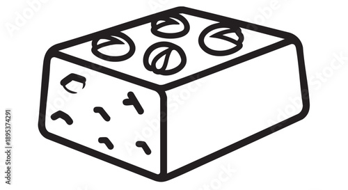 A simple black line drawing of a dice from an isometric viewpoint on a white background
