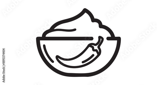 A bowl of creamy yogurt with a spoon, simple illustration, front view, kitchen setting, healthy snack