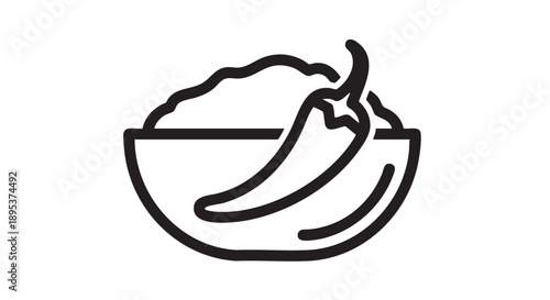 Simple line illustration of a banana in a bowl viewed from the side on a clean background