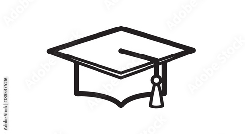 A simple black and line art illustration of a graduation cap viewed from the front showcasing academic achievement