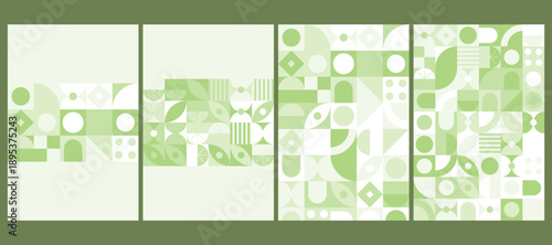 Muted Earthy and Sage Green Abstract Geometric Mosaic Patterns for Organic Branding