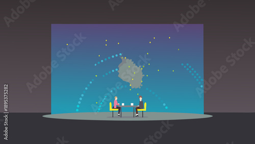 Urban life scenes with people across city streets parks and nightclubs