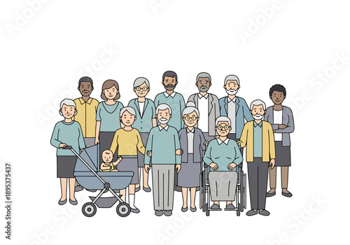 Diverse Group Of People Of All Ages And Backgrounds Standing Together Representing Community And Generational Connections