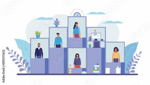 Professionals working together in modern office space