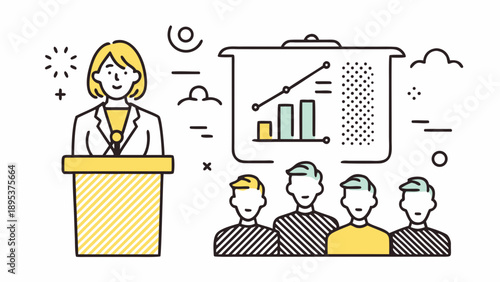 Businesswoman presenting data to engaged audience