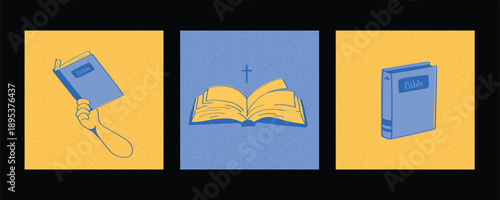 Modern Easter Faith Card Set with Bible in Hand, Open Scripture and Minimal Christian Icons