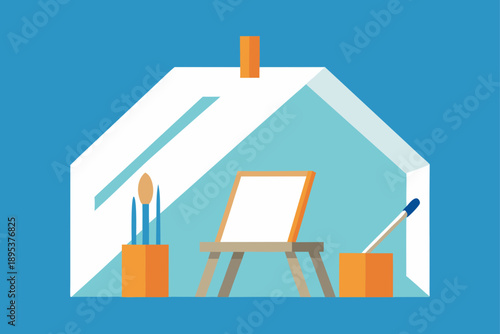 Artist Loft With Canvas Brushes And Natural Light