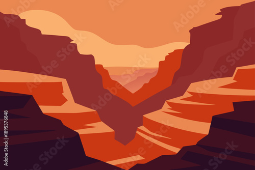 Canyon View With Layered Rock Formations And Dramatic Sky