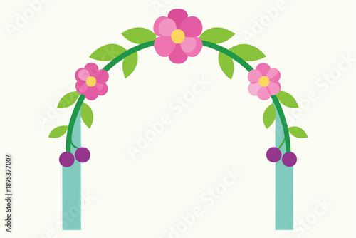 Floral Arch Decorated For Outdoor Wedding In Spring