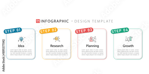 Infographic template. 4 Step timeline journey, Flat simple infographics design template. presentation graph. Business concept with numbers 4 options or steps vector illustration.