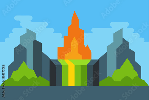 Icelandic Landscape With Lava Rocks Moss And Water