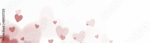 Set of flying hearts red, pink, blue and orange in diffused light on white background, vector png. Delicate romantic decor for postcards, congratulations, weddings, advertising.