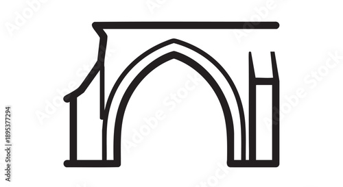 Simple black line illustration of an archway structure with clean lines and minimalist design