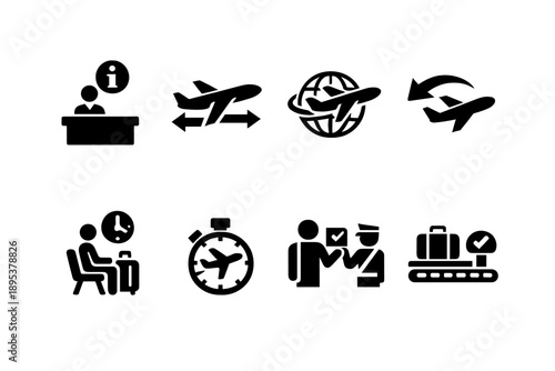 Aviation service symbols for flight information and customs procedures