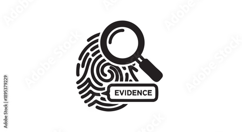 A magnifying glass examining a fingerprint evidence in a forensic investigation scene