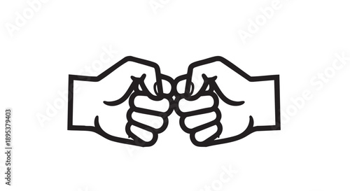 Two fists bumping together in a gesture of solidarity and unity from a straightforward front viewpoint.