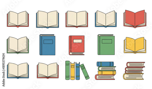 Minimal book clipart vector collection isolated on white