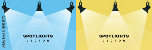 Set of Spotlight with blue and yellow background. Movie spotlight background.