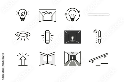 Icons uplight lighting bulb recycle diffuser vector icon lamp slider mindful recessed