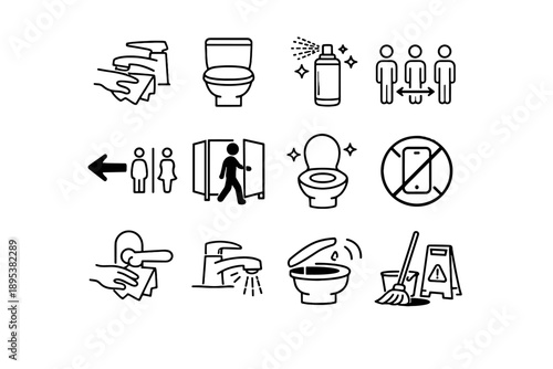 Faucet restroom closed lid hygiene leaving using vector icon icons holding motion