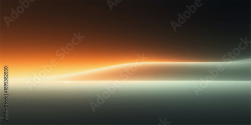 Golden Orange Light Horizon Abstract Background with Smooth Futuristic Glow